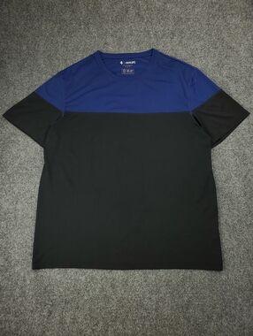 Fourlaps T Shirt Mens Large Short Sleeve Performance Running Gym Contrast Blue